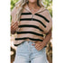 'Hestia' Khaki Striped Knit Sweater - Celes Fashion
